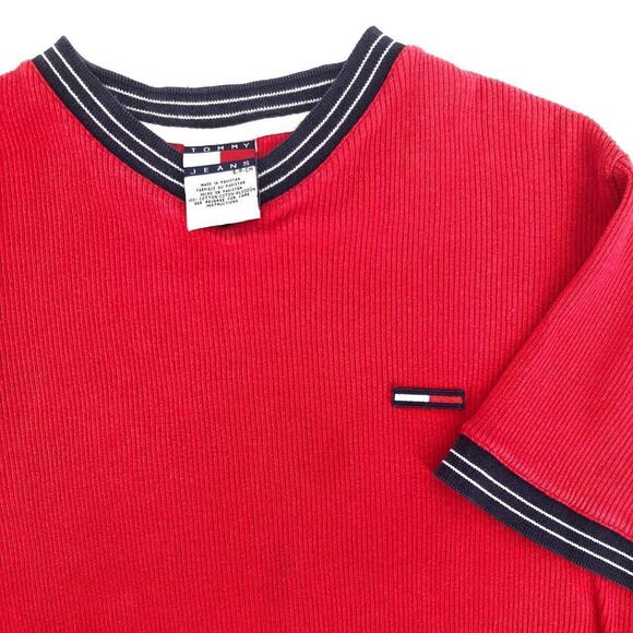 90s Tommy Hilfiger v neck tshirt 1990s vintage - Picture 3 of 4